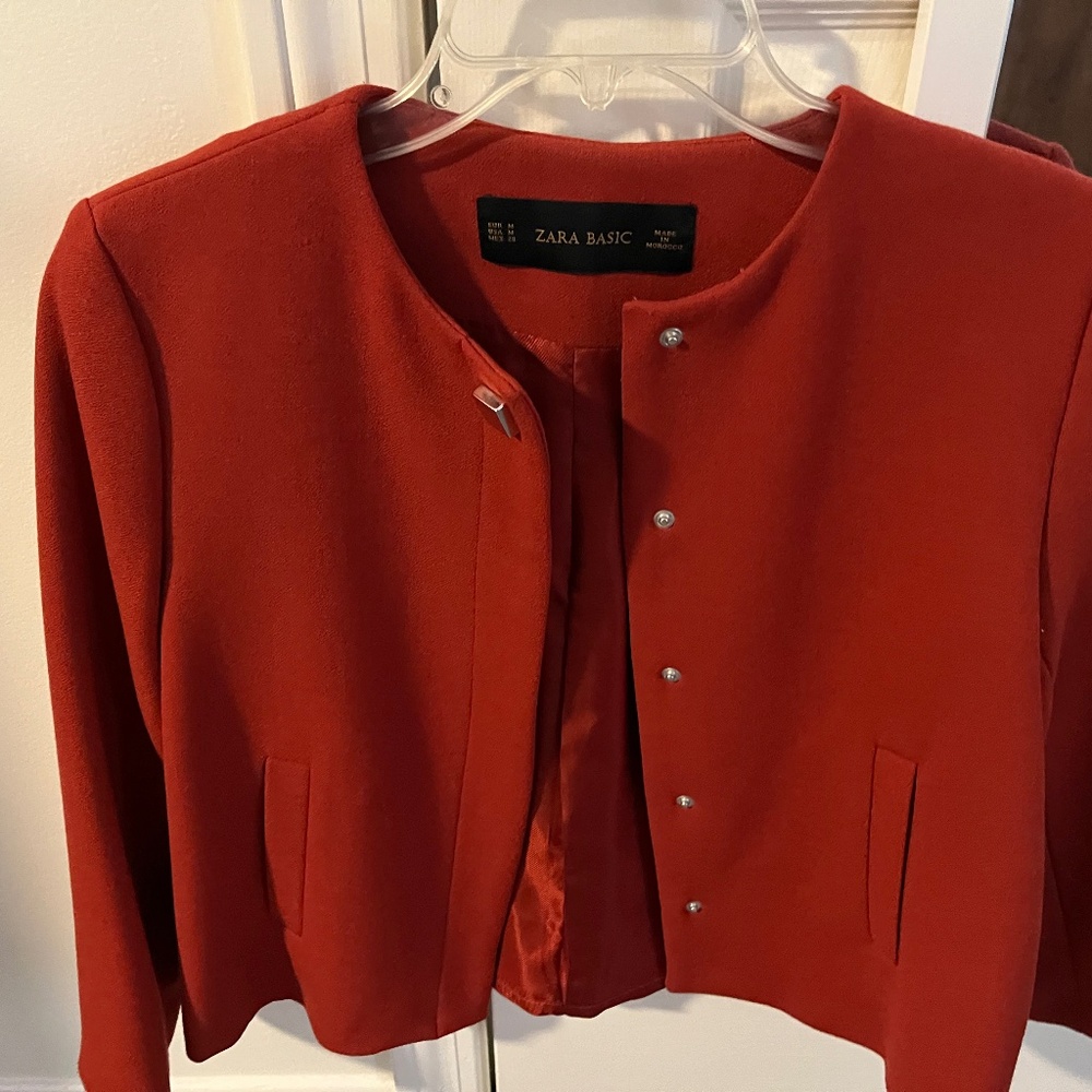 Zara Swing Coat Style Suit Blazer, Pumpkin color, Medium